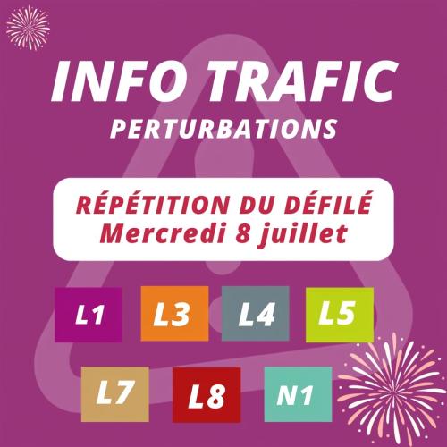 info trafic perturbations répétition défilé